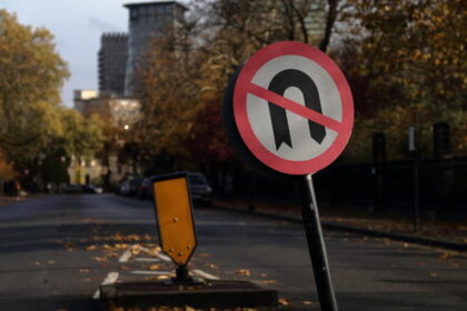 Reverse sign in London street.